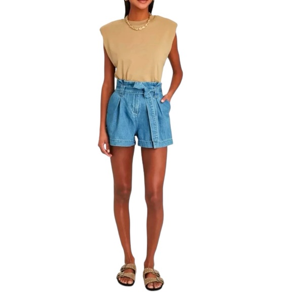 L’Agence Hilary Paperbag Denim Shorts - Picture 11 of 11